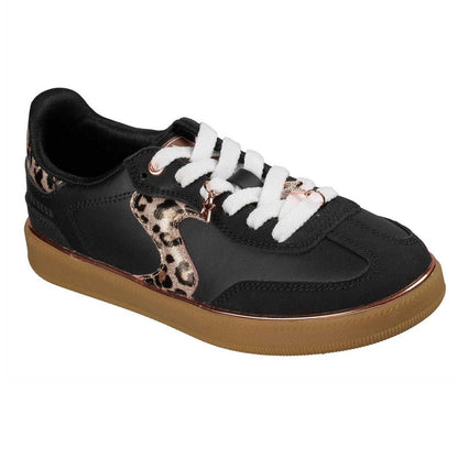 Black - Pack Shot - Skechers Childrens-Kids Hotshot Leopard Print Trainers