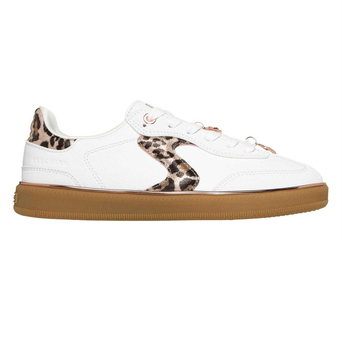 White - Front - Skechers Childrens-Kids Hotshot Leopard Print Trainers
