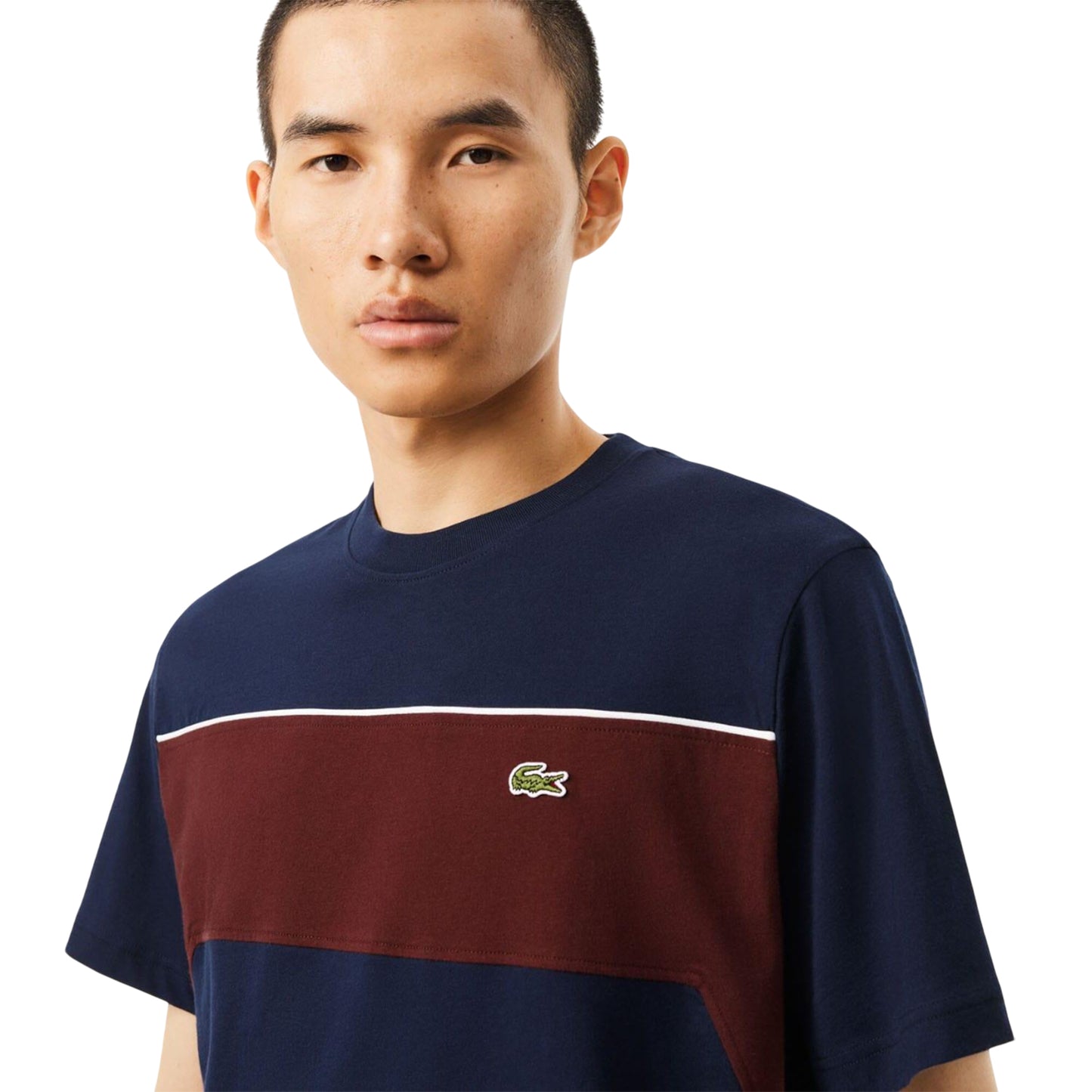 Navy-Red - Lifestyle - Lacoste Mens Colour Block Cotton T-Shirt