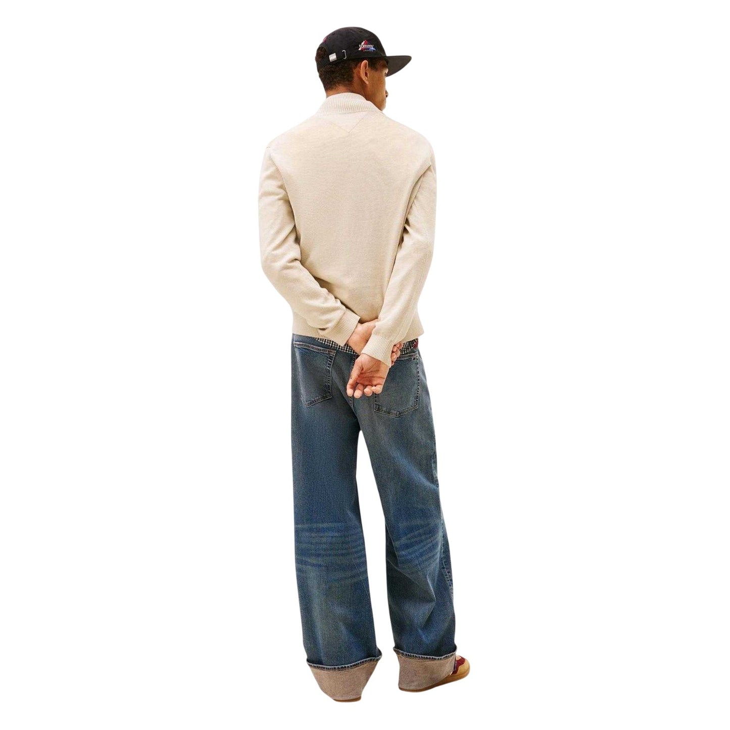 Sand - Back - Tommy Jeans Mens Essential Quarter Zip Sweatshirt