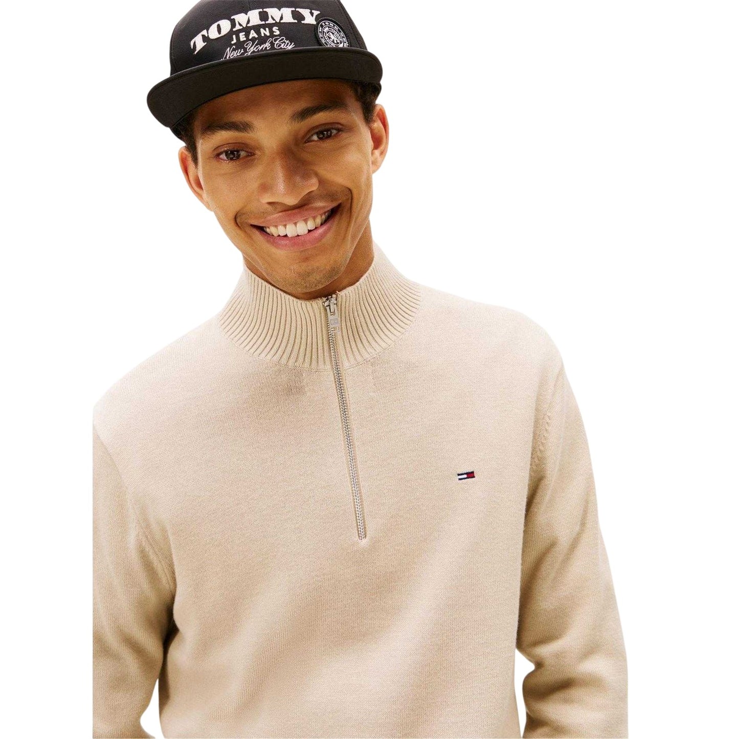 Sand - Side - Tommy Jeans Mens Essential Quarter Zip Sweatshirt