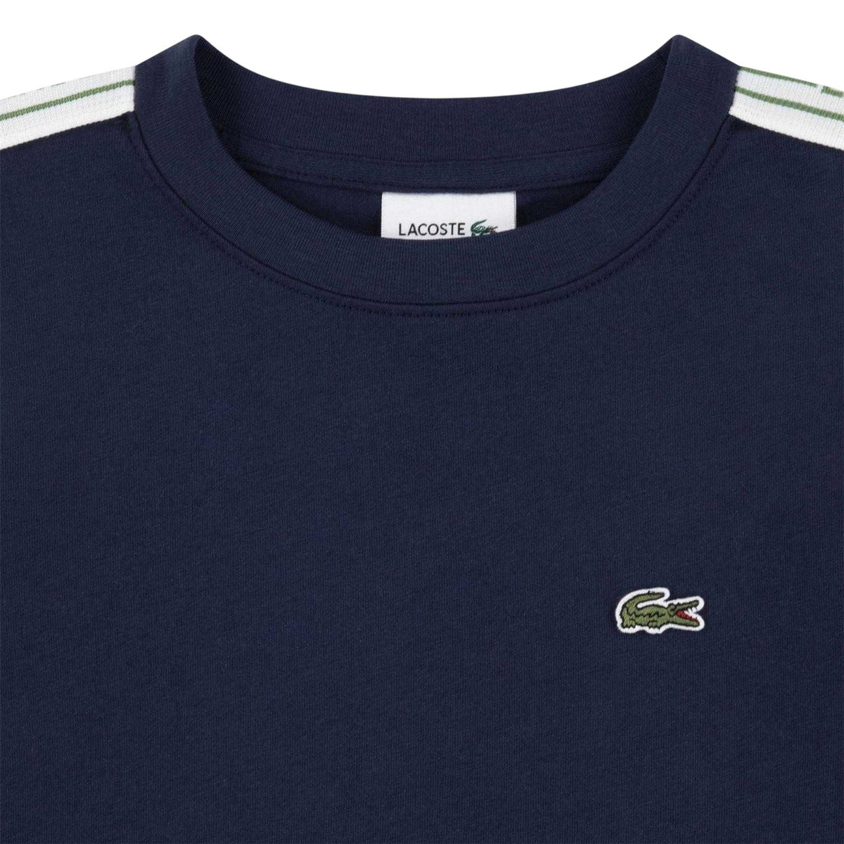 Marine Blue - Side - Lacoste Childrens-Kids Embroidered Logo Taping T-Shirt