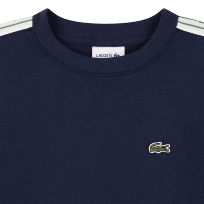 Marine Blue - Side - Lacoste Childrens-Kids Embroidered Logo Taping T-Shirt