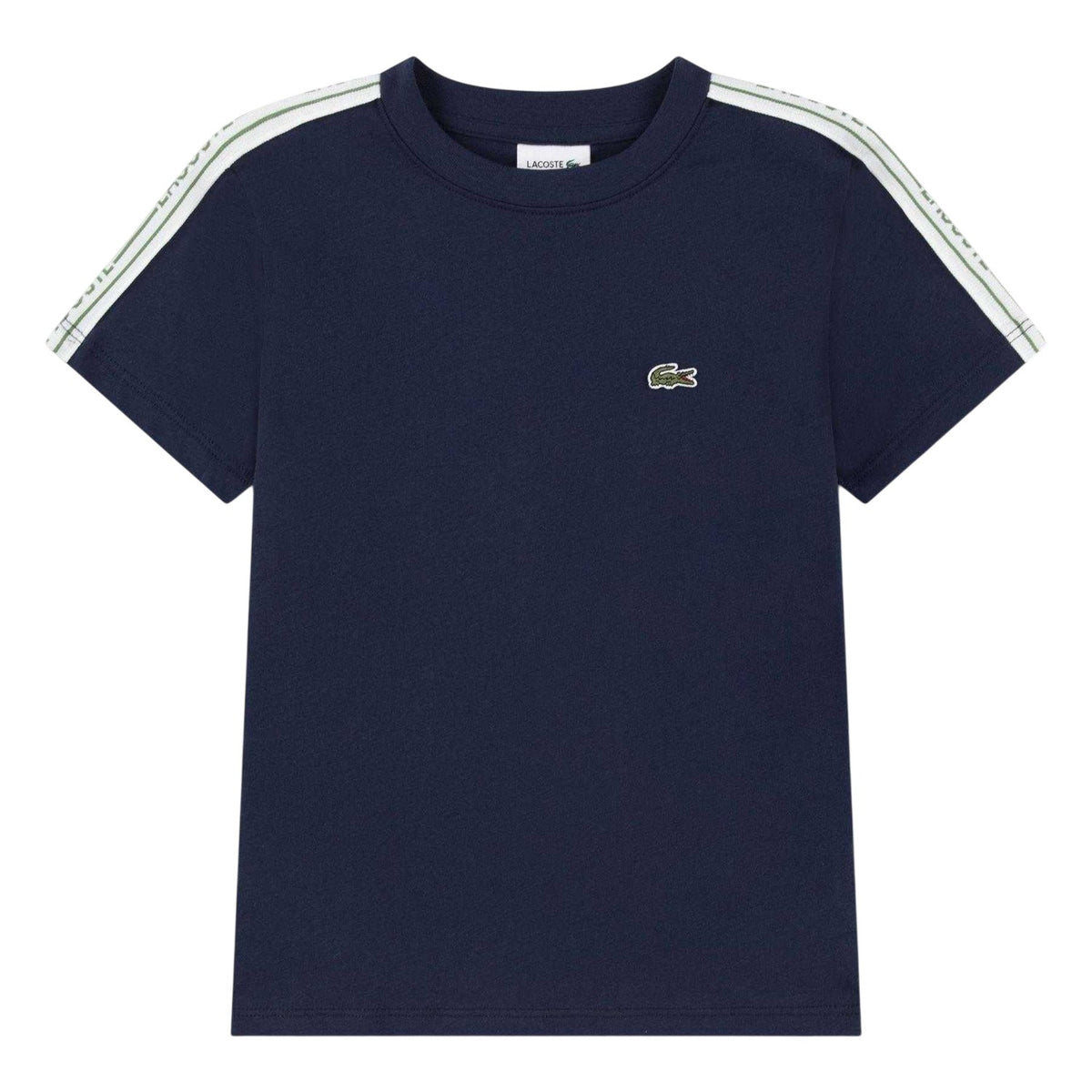 Marine Blue - Front - Lacoste Childrens-Kids Embroidered Logo Taping T-Shirt