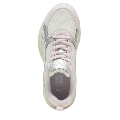 Cream-Pink - Side - Puma Childrens-Kids Milenio Tech Trainers