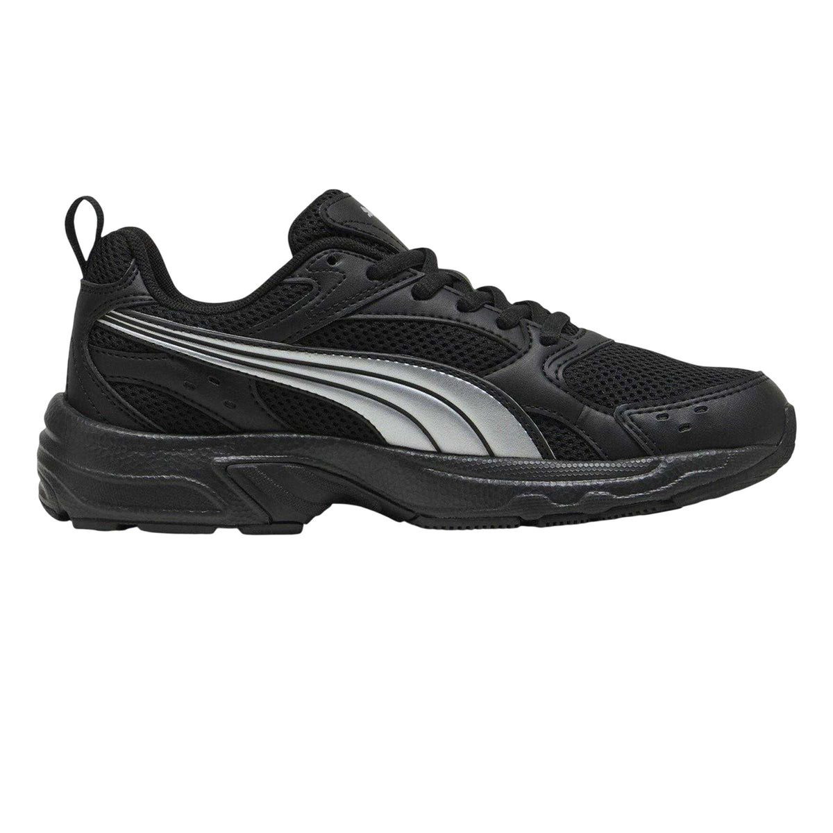 Black-Silver - Front - Puma Childrens-Kids Milenio Tech Trainers