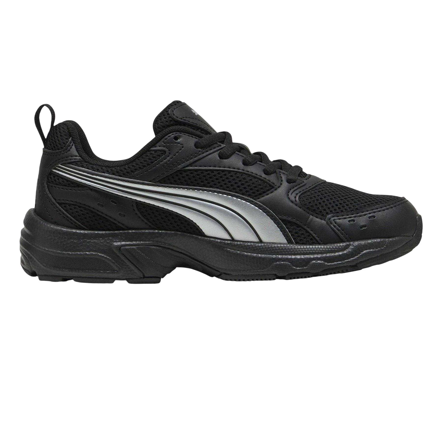 Black-Silver - Front - Puma Childrens-Kids Milenio Tech Trainers