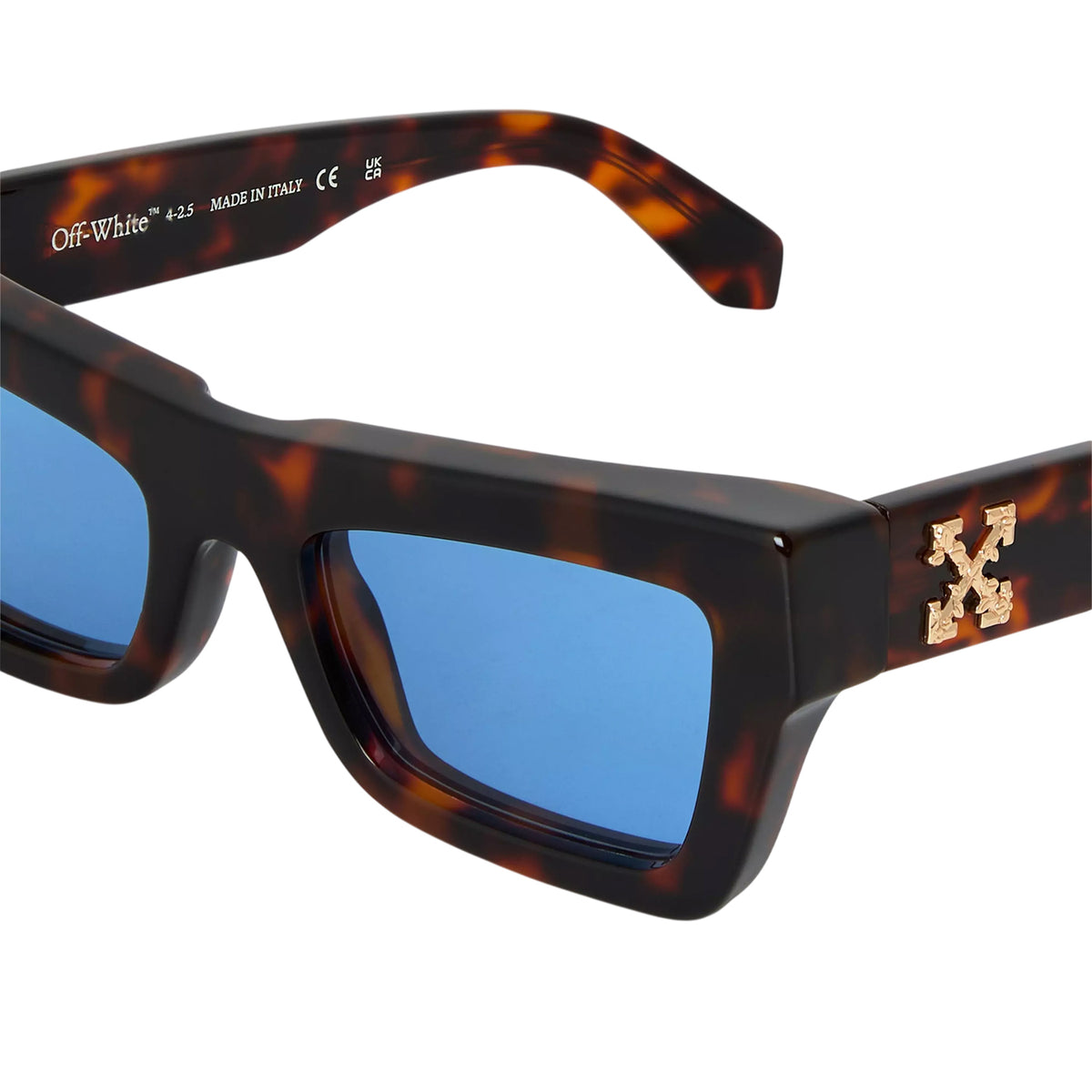 Havana - Side - Off White Unisex Adult Charleston Metal Logo Sunglasses