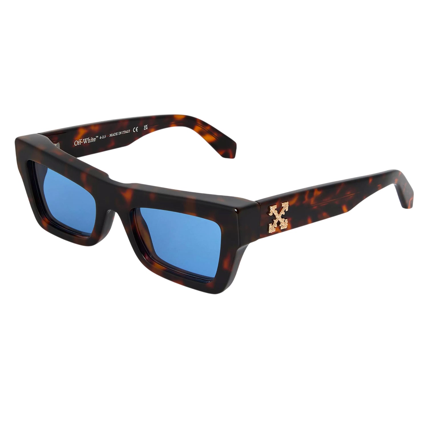 Havana - Front - Off White Unisex Adult Charleston Metal Logo Sunglasses