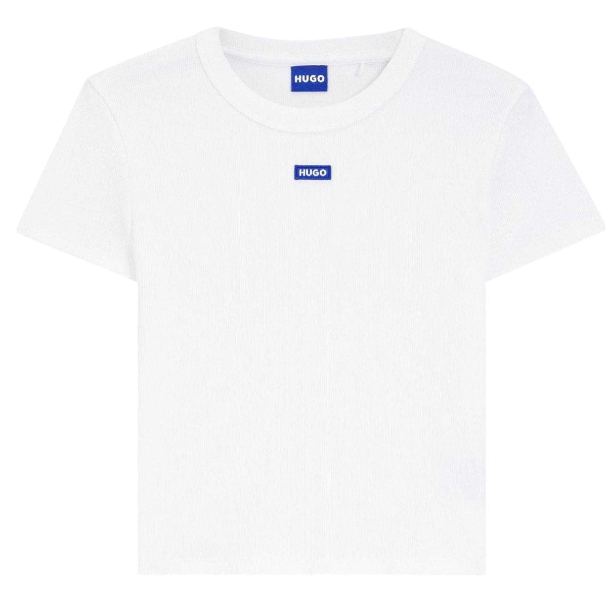White - Front - Hugo Womens-Ladies Cropped T-Shirt