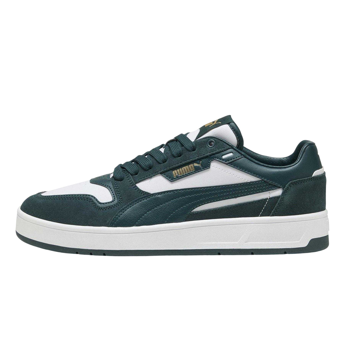 Puma White-Green - Side - Puma Womens-Ladies Court Classic Trainers