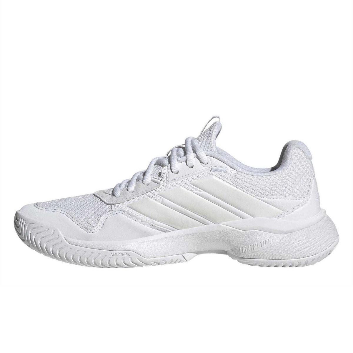White-Metallic - Side - Adidas Womens-Ladies GameCourt 3 Tennis Shoes