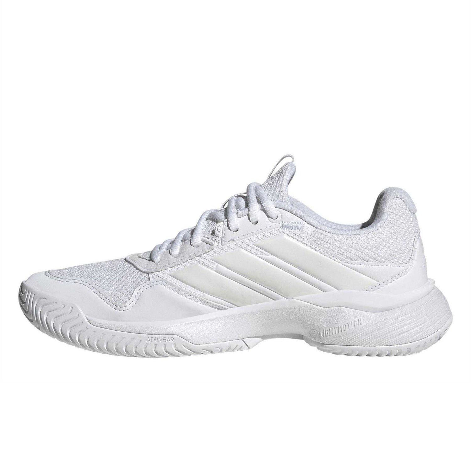 White-Metallic - Side - Adidas Womens-Ladies GameCourt 3 Tennis Shoes