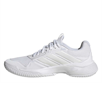 White-Metallic - Side - Adidas Womens-Ladies GameCourt 3 Tennis Shoes