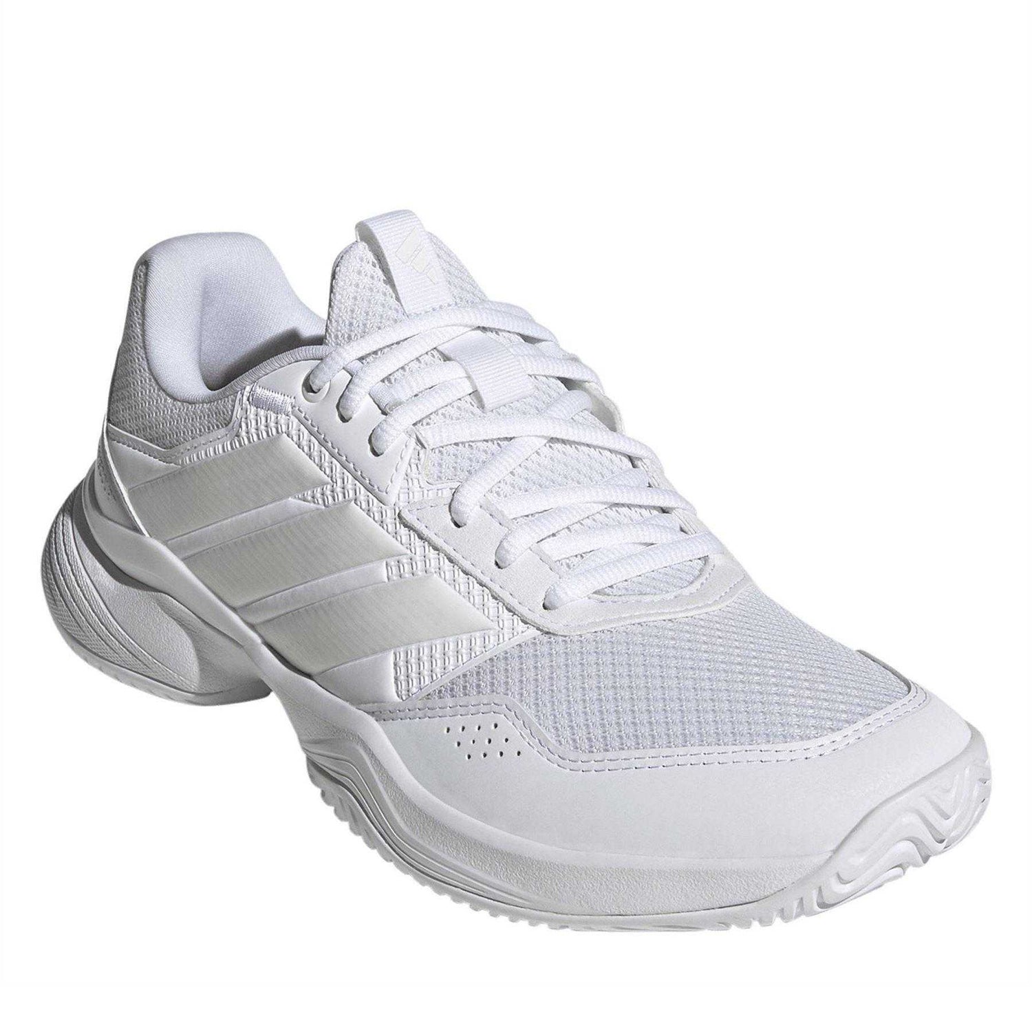 White-Metallic - Pack Shot - Adidas Womens-Ladies GameCourt 3 Tennis Shoes
