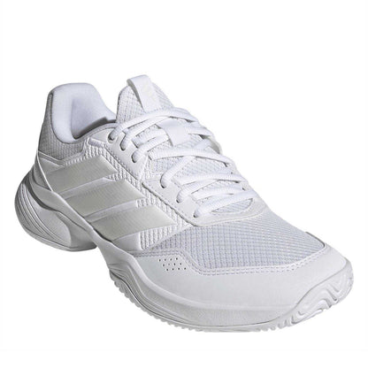 White-Metallic - Pack Shot - Adidas Womens-Ladies GameCourt 3 Tennis Shoes