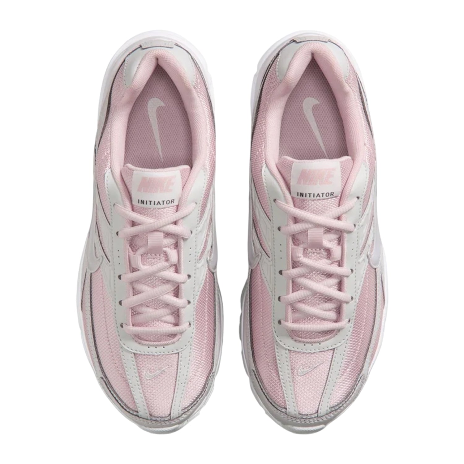 White-Grey-Pink - Side - Nike Womens-Ladies Initiator Logo Trainers