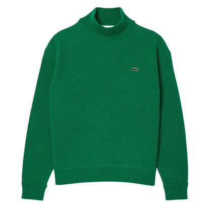 Green - Front - Lacoste Womens-Ladies Carded Wool High-Neck Relaxed Fit Sweater Top