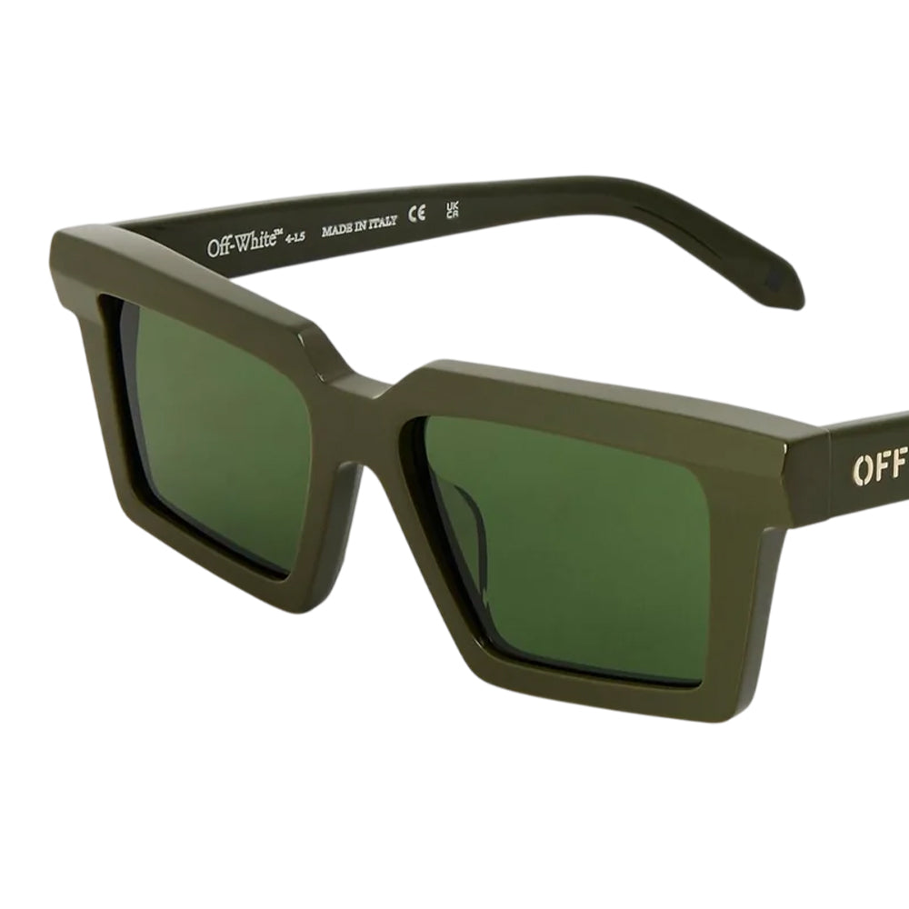 Military Green - Back - Off-White Unisex Adult Windsor Rectangle Sunglasses
