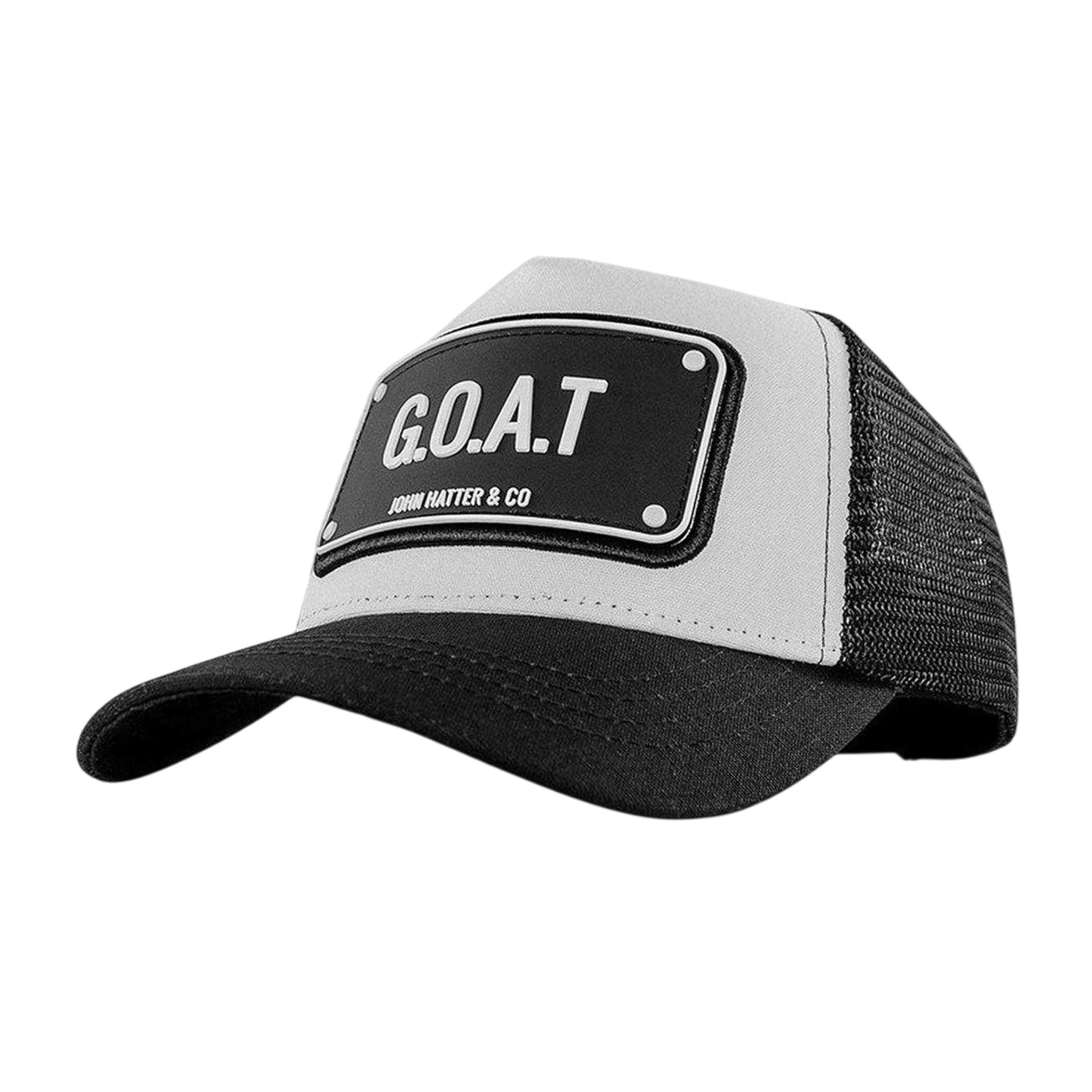 Black - Front - John Hatter Mens G.O.A.T Logo Trucker Cap