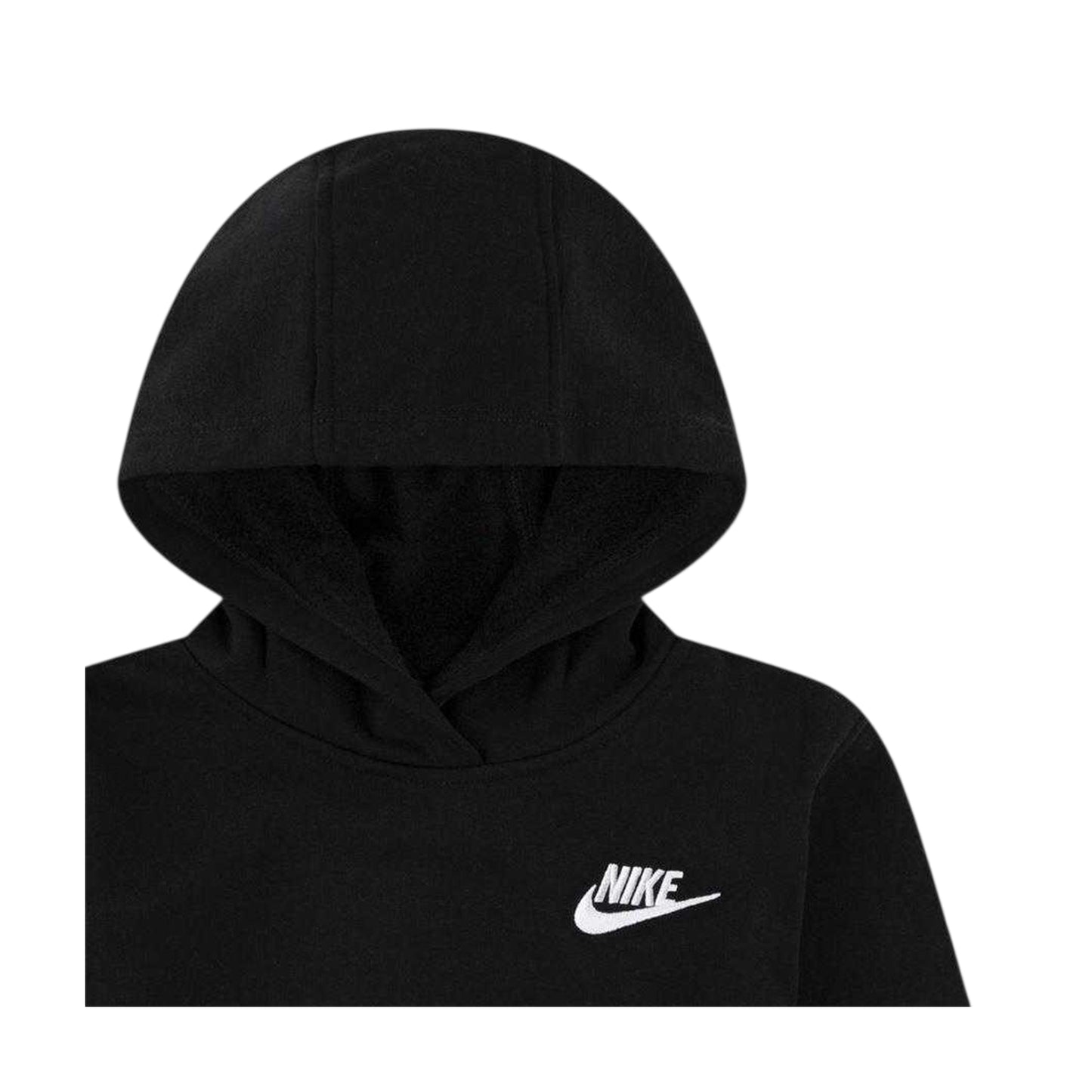 Black - Side - Nike Childrens-Kids Brushed Fleece Hoodie