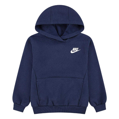 Navy - Front - Nike Childrens-Kids Brushed Fleece Hoodie