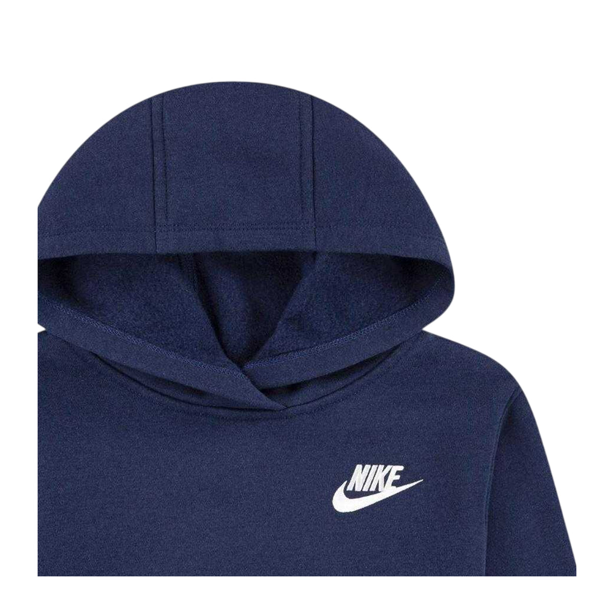 Navy - Side - Nike Childrens-Kids Brushed Fleece Hoodie