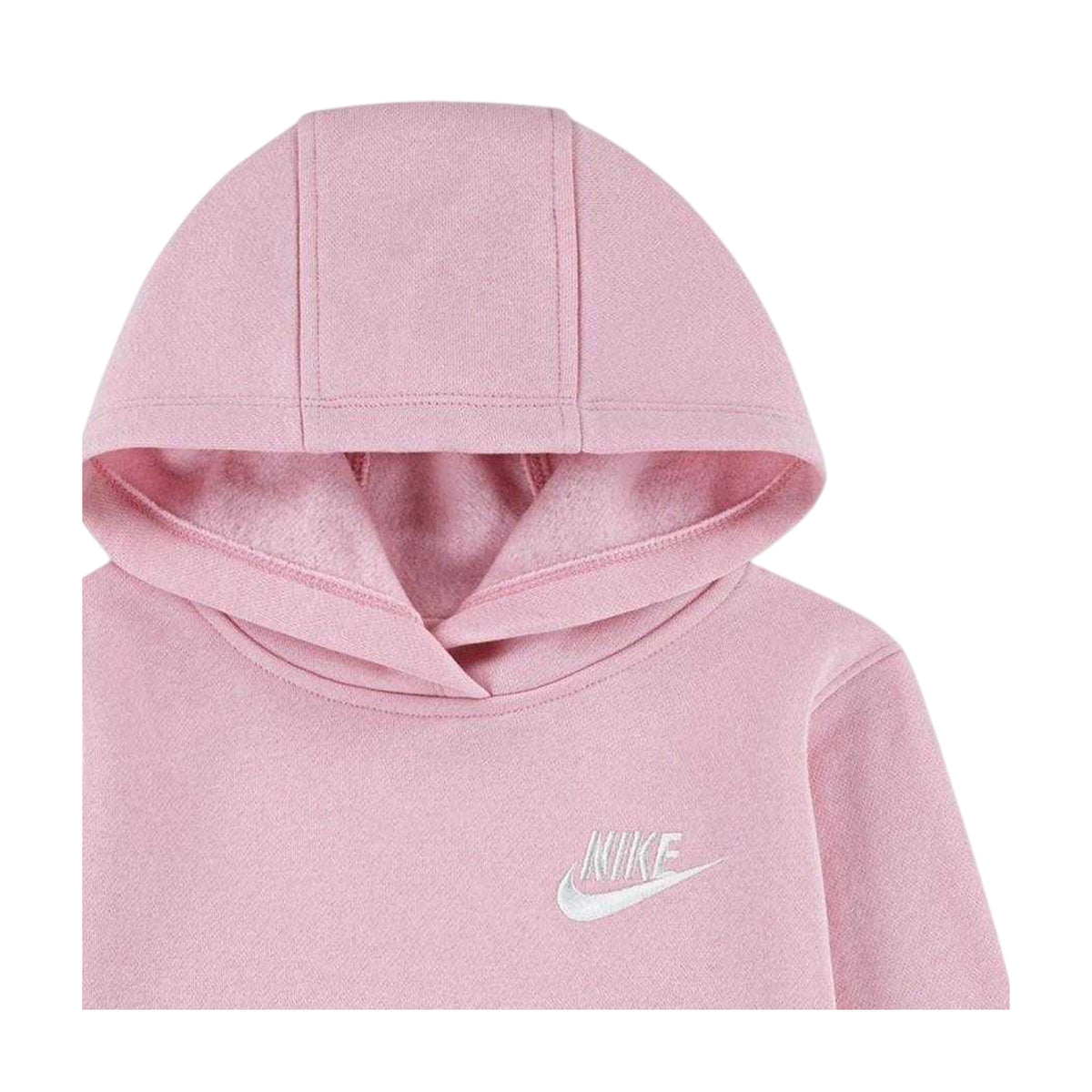 Pink - Side - Nike Childrens-Kids Brushed Fleece Hoodie