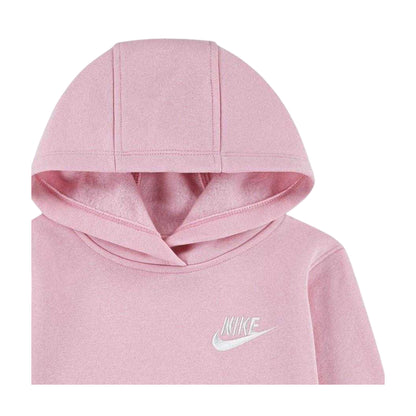 Pink - Side - Nike Childrens-Kids Brushed Fleece Hoodie
