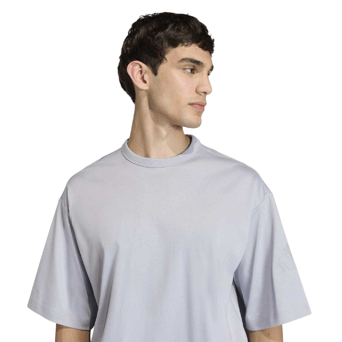 Silver - Side - Adidas Mens Plain T-Shirt