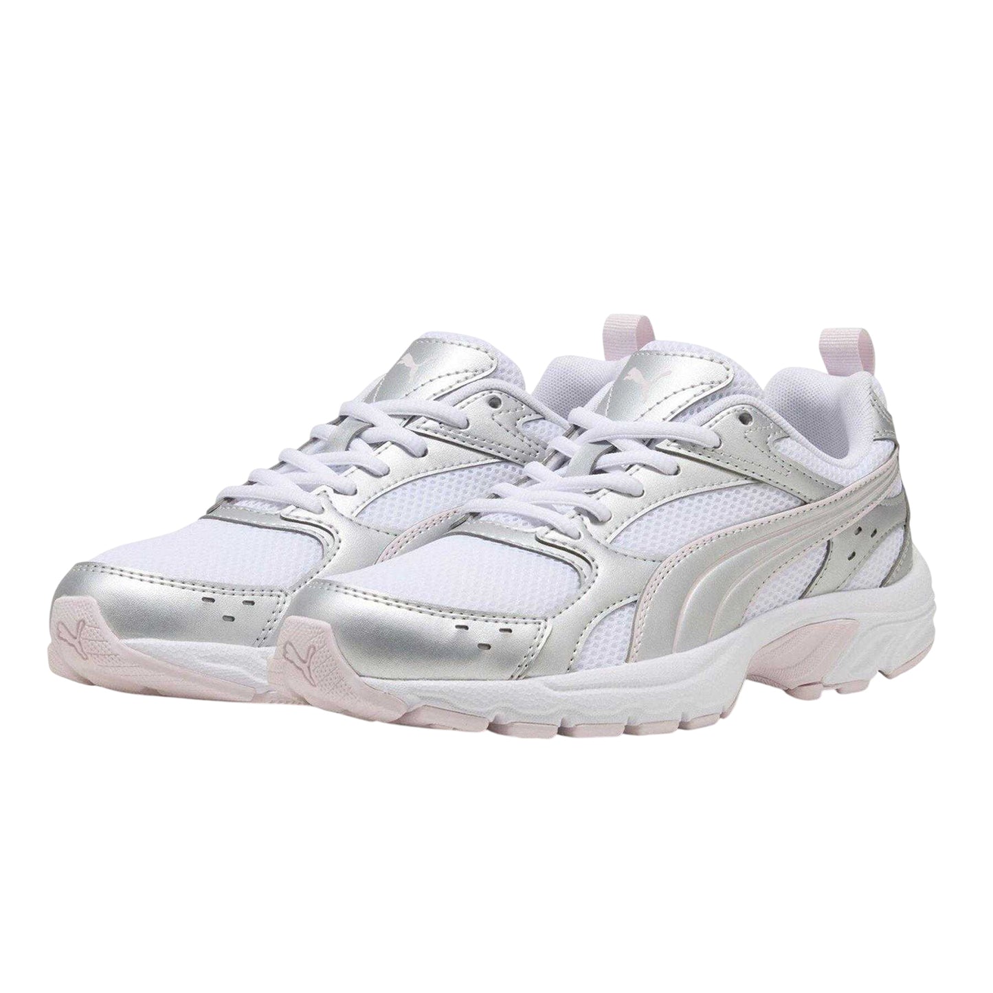 White-Pink - Close up - Puma Womens-Ladies Milenio Tech Trainers