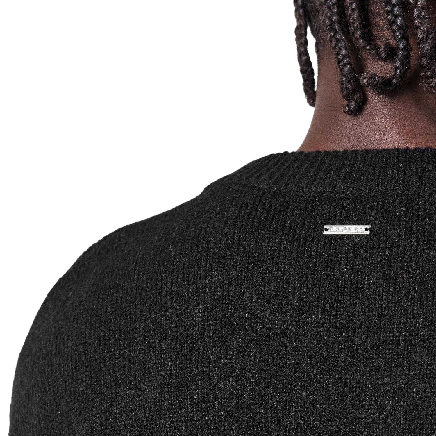 Black - Side - Belier Mens CropMo Structured Knitted Jumper