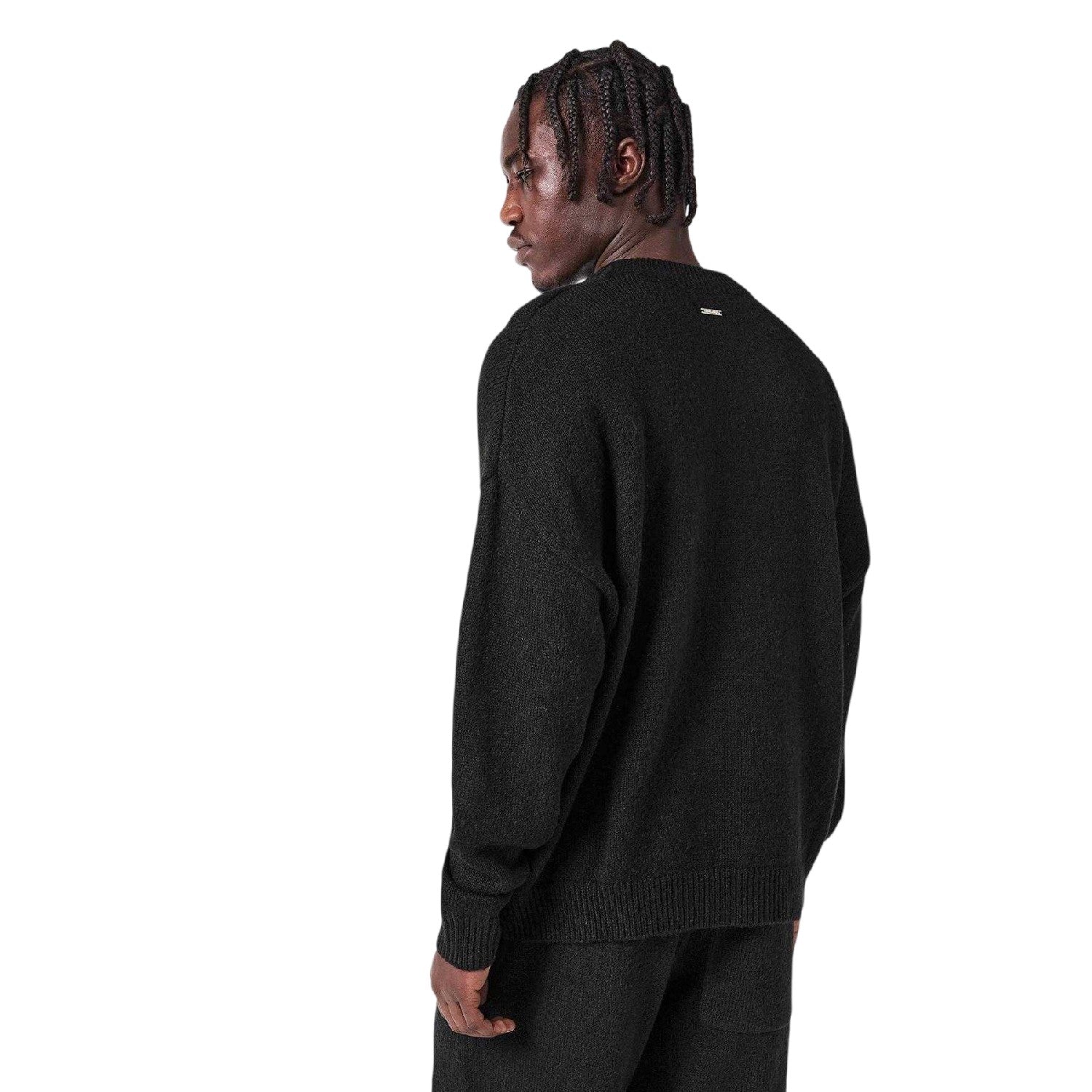 Black - Pack Shot - Belier Mens CropMo Structured Knitted Jumper