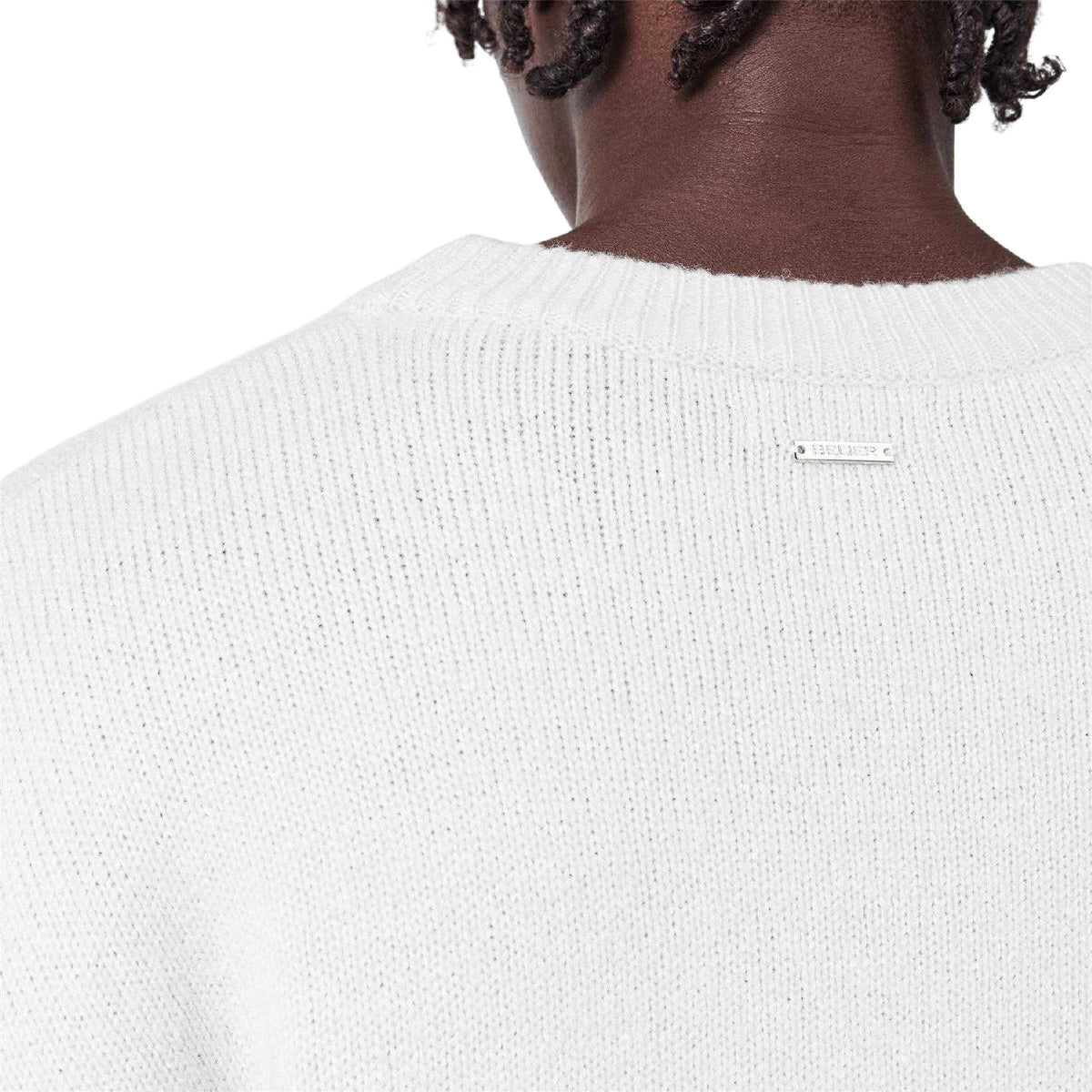 Grey Marl - Side - Belier Mens CropMo Structured Knitted Jumper