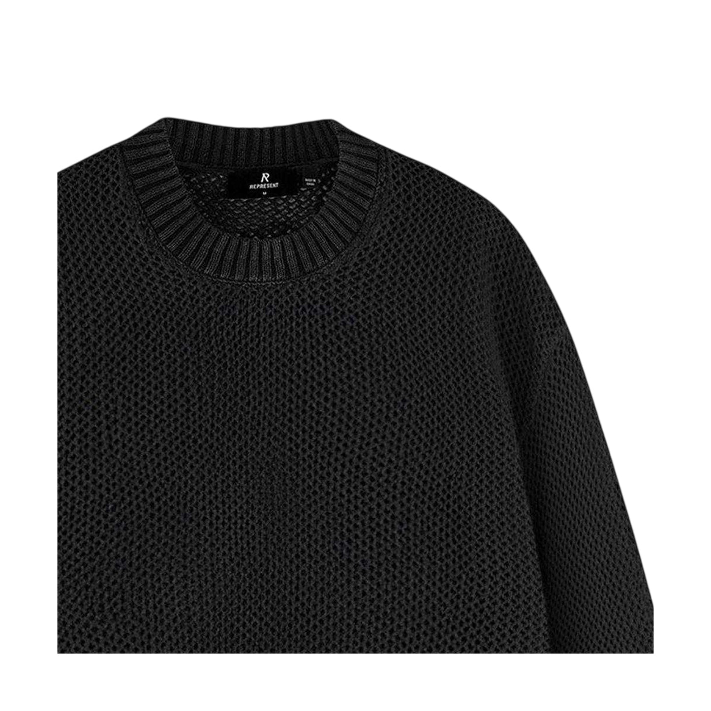 Jet Black - Side - Represent Mens Knitted Lightweight Jumper