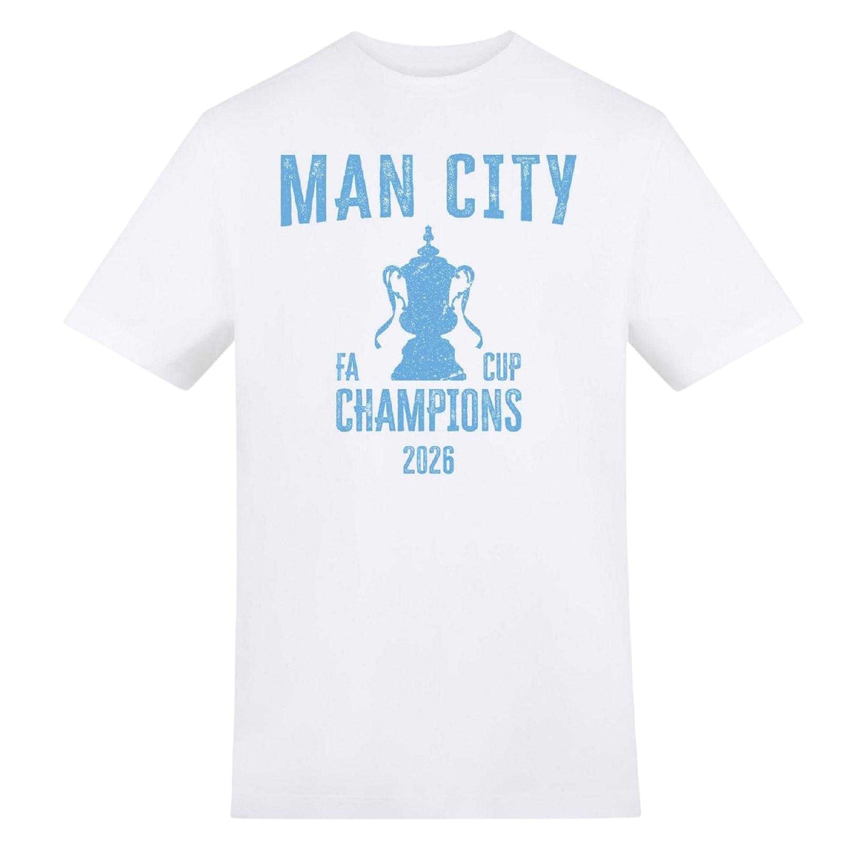 White - Front - The FA Unisex Adult Man City Trophy T-Shirt