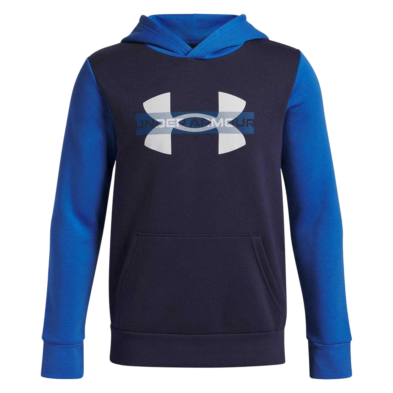 Blue - Front - Under Armour Boys Rival Colour Block Hoodie