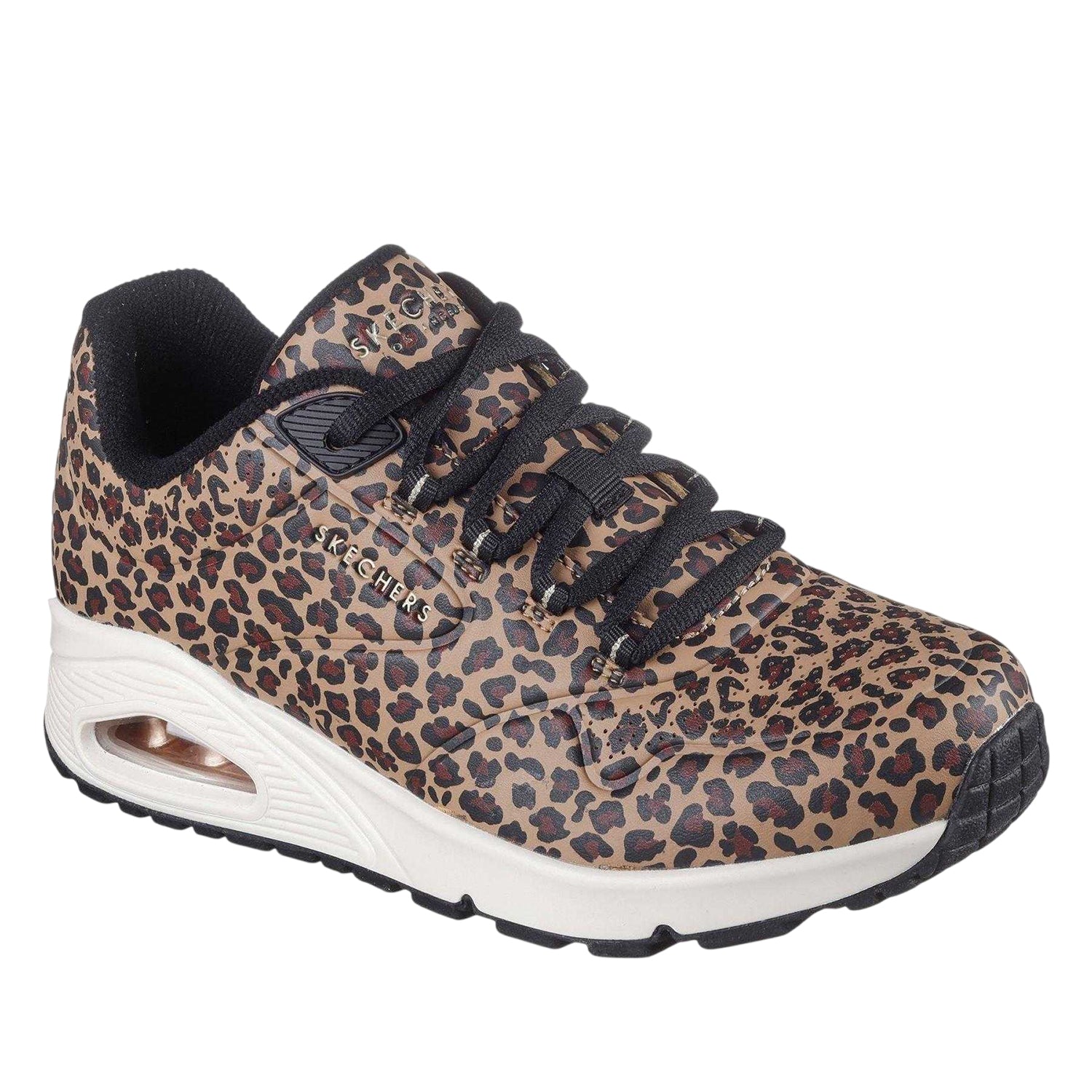 Leopard - Back - Skechers Womens-Ladies Uno Stand On Air Leopard Print Trainers
