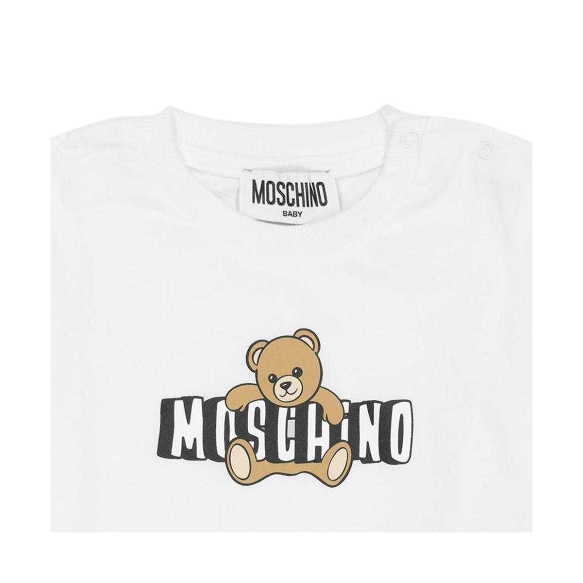 White - Side - Moschino Childrens-Kids Bear Logo T-Shirt