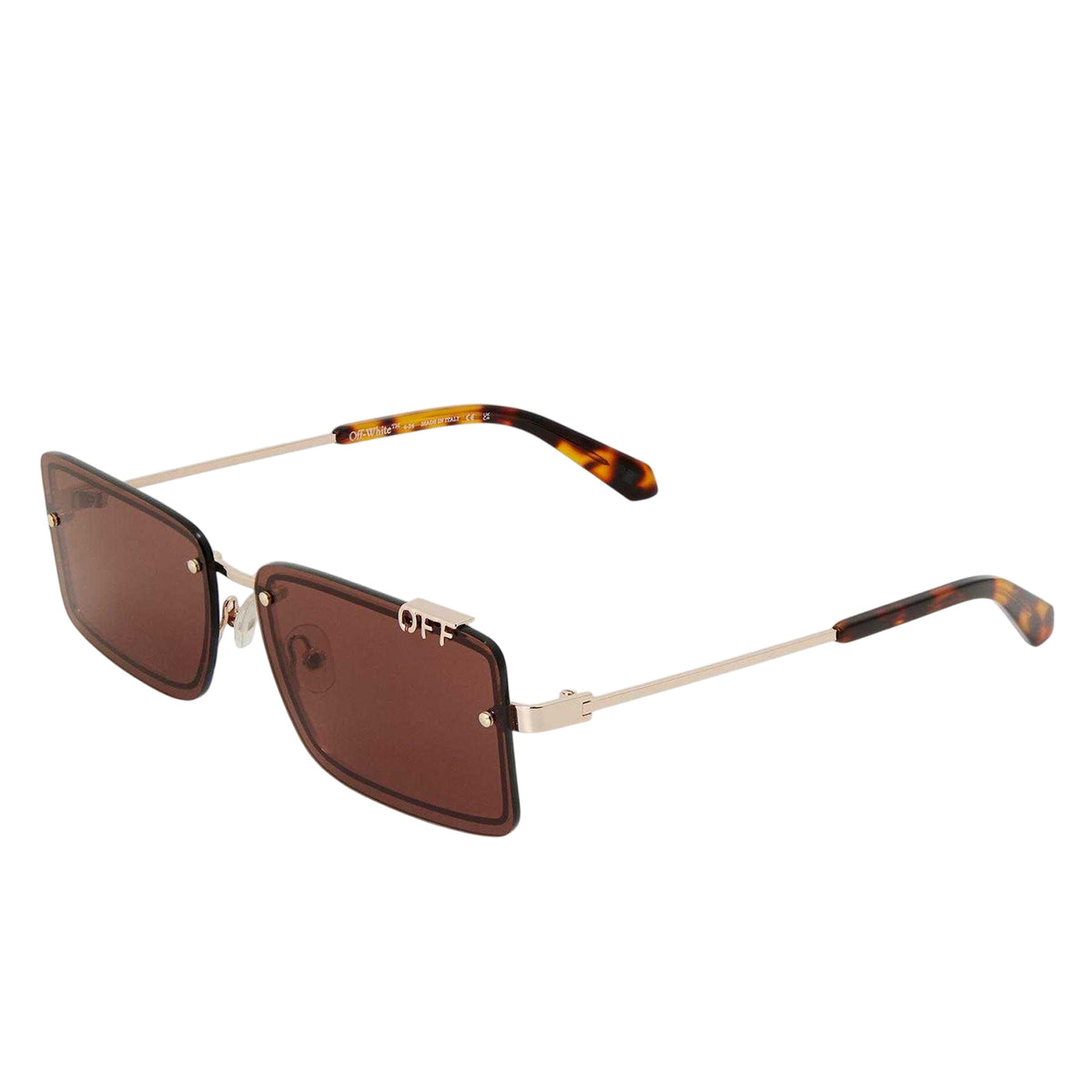 Gold-Brown - Front - Off White Unisex Adult Tampa Rectangular Sunglasses