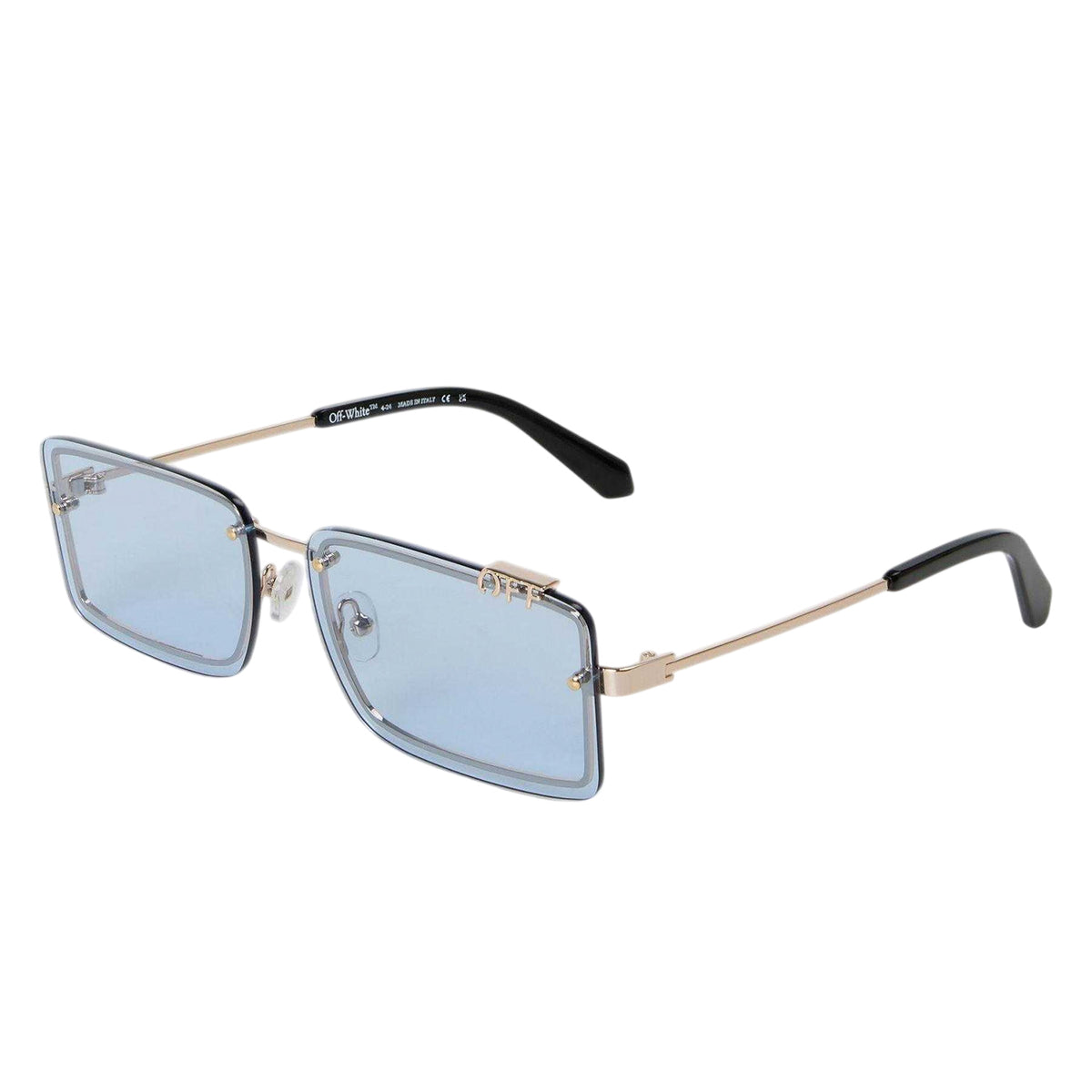 Gold-Light Blue - Front - Off White Unisex Adult Tampa Rectangular Sunglasses