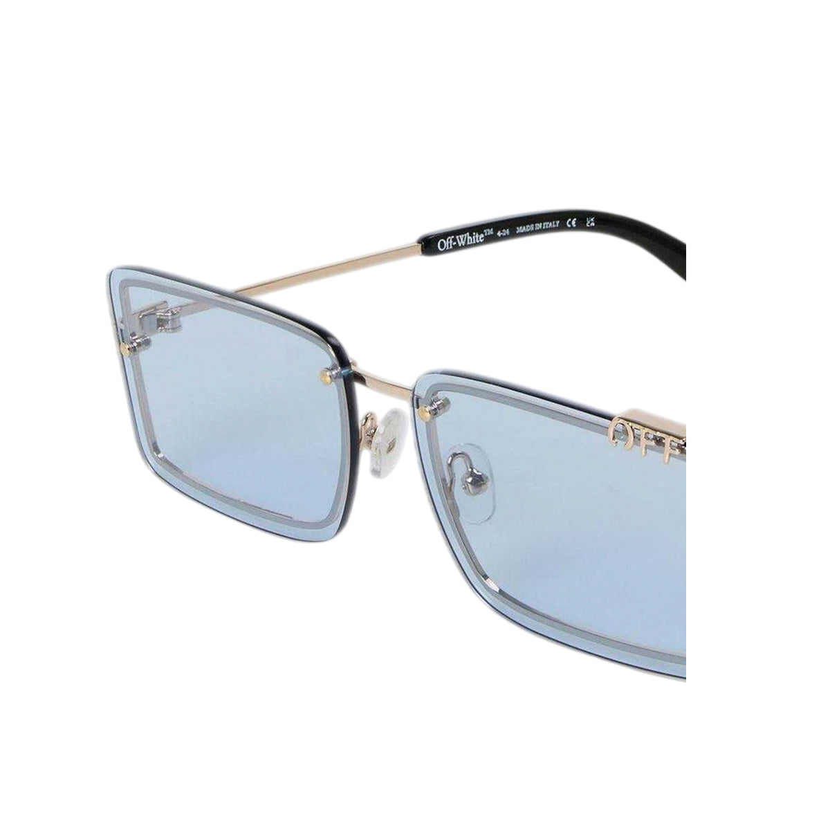 Gold-Light Blue - Back - Off White Unisex Adult Tampa Rectangular Sunglasses