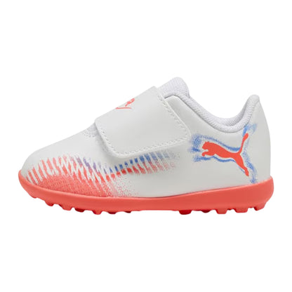 White-Black-Glowing Red - Side - Puma Childrens-Kids Future 8 Play Astro Turf Trainers
