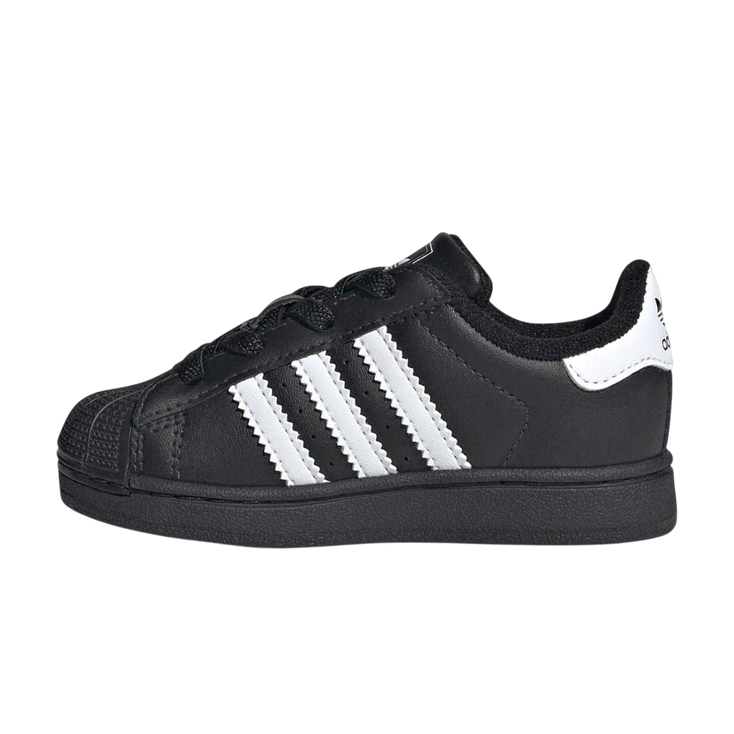Black-White - Back - Adidas Childrens-Kids Superstar Leather Shoes