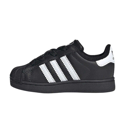 Black-White - Back - Adidas Childrens-Kids Superstar Leather Shoes