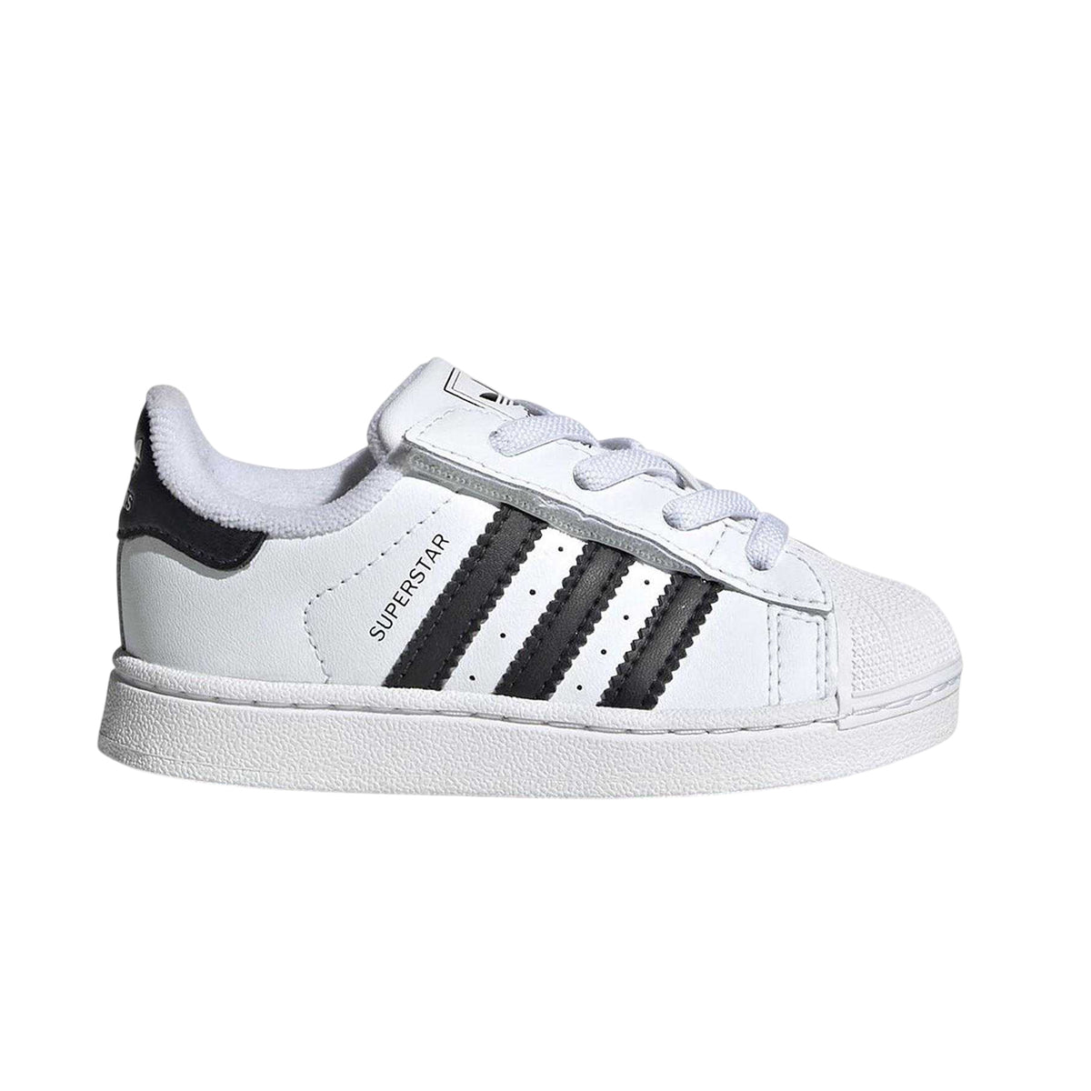 White-Black - Front - Adidas Childrens-Kids Superstar Leather Shoes