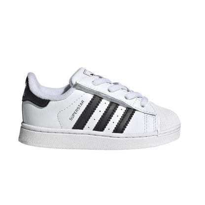 White-Black - Front - Adidas Childrens-Kids Superstar Leather Shoes
