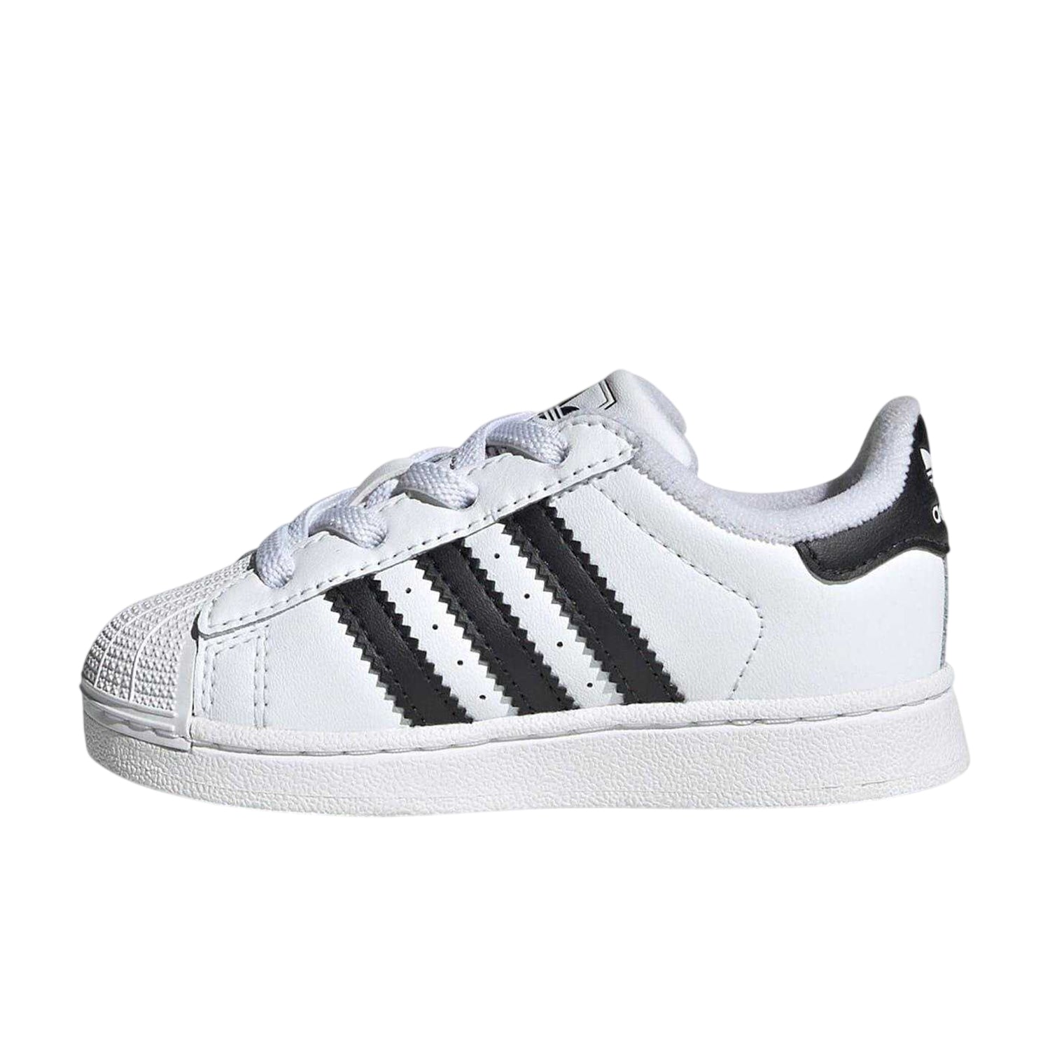 White-Black - Back - Adidas Childrens-Kids Superstar Leather Shoes