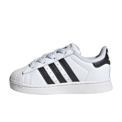 White-Black - Back - Adidas Childrens-Kids Superstar Leather Shoes