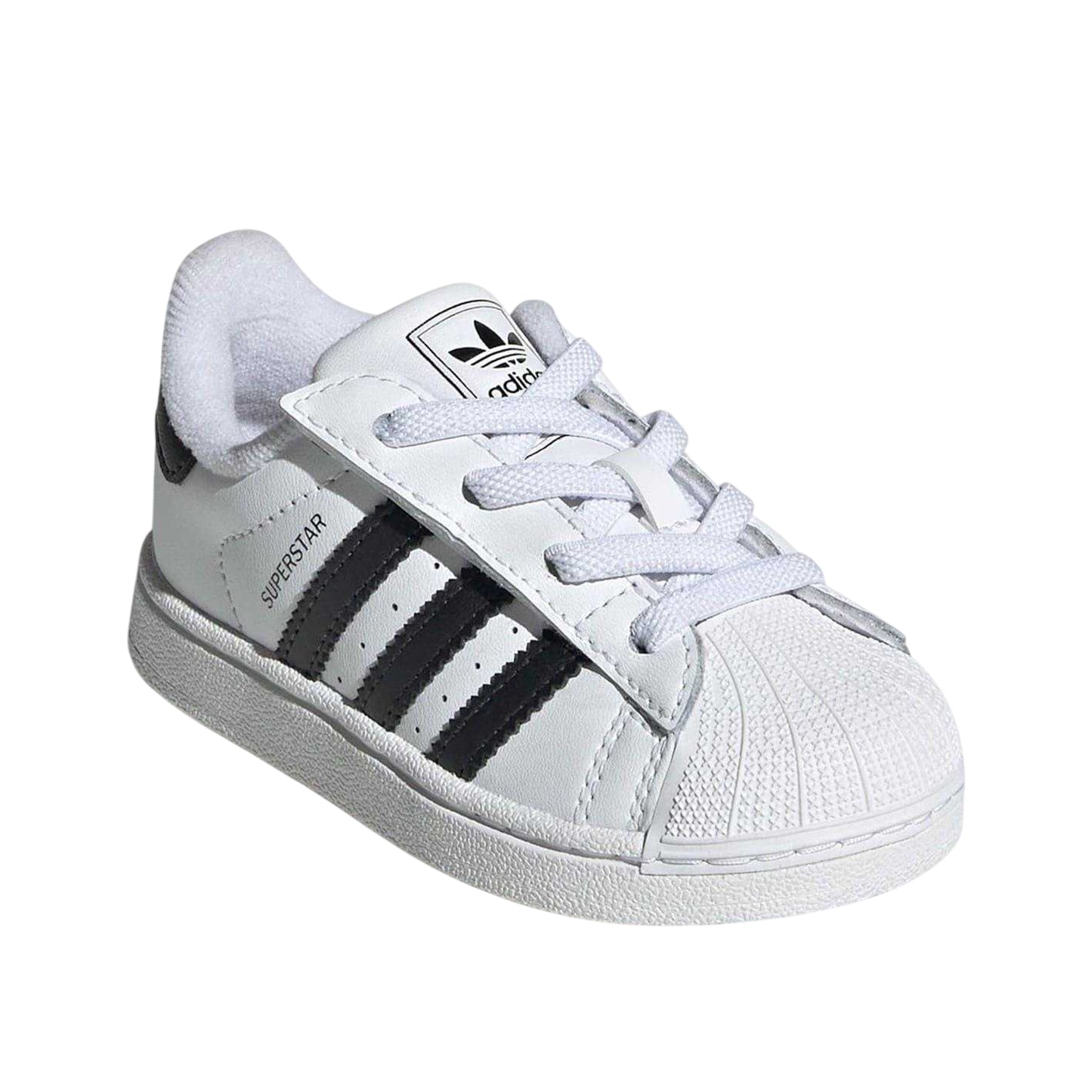White-Black - Side - Adidas Childrens-Kids Superstar Leather Shoes